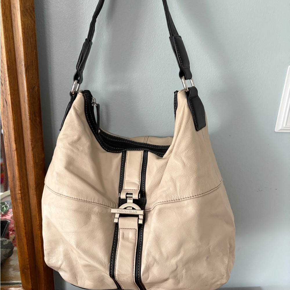 Tignanello Genuine Soft Leather Shoulder Purse - Beige